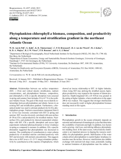 Phytoplankton chlorophyll a biomass, composition