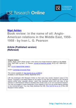 in the name of oil: Anglo- American relations in the Middle East