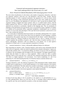 Canonical and noncanonical argument structures - How
