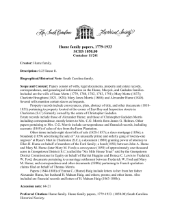 Hume family papers, 1779-1933 SCHS 1050.00