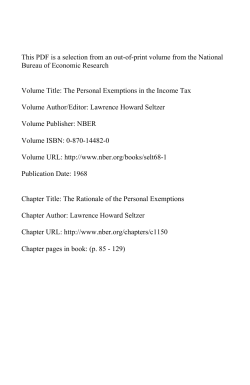 The Rationale of the Personal Exemptions