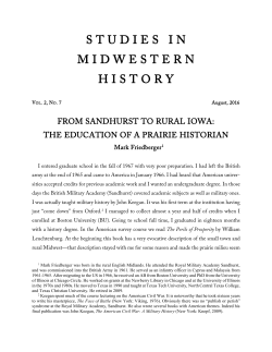 From Sandhurst to Rural Iowa: The Education of a Prairie Historian