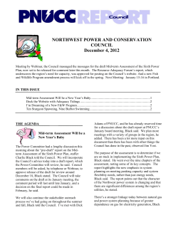 NORTHWEST POWER AND CONSERVATION COUNCIL December