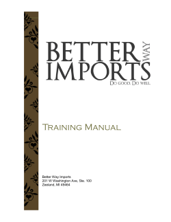 TRAiNiNG MANuAl - Better Way Imports