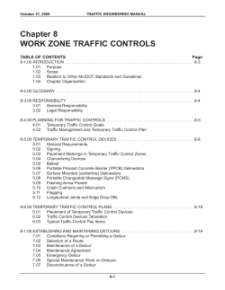 Chapter 8 WORK ZONE TRAFFIC CONTROLS