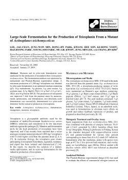 Large-Scale Fermentation for the Production of Teicoplanin From a