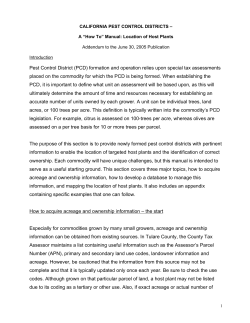 Pest Control District (PCD) formation and operation relies upon