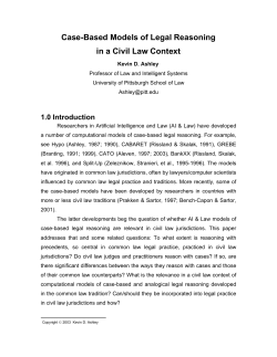 Case-Based Models of Legal Reasoning in a