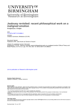 Jealousy revisited: recent philosophical work on a maligned emotion