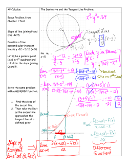 AP Calculus The Derivative and the Tangent Line Problem Bonus