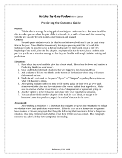 Hatchet by Gary Paulsen First Edition Predicting the Outcome Guide