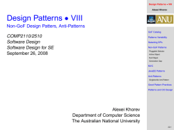 Design Patterns VIII - Non-GoF Design Patters, Anti-Patterns