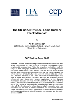 The UK Cartel Offence: Lame Duck or Black Mamba?