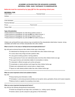 ACADEMIC ACCELERATION FOR ADVANCED LEARNERS