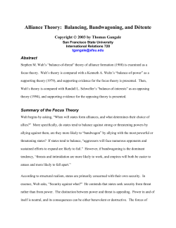 Alliance Theory: Balancing, Bandwagoning, and D&eacute;tente