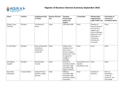 Register of Business Interests Summary September 2016