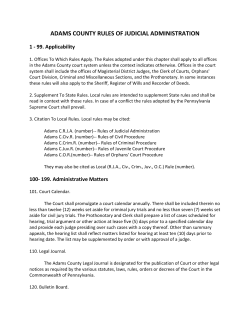 ADAMS COUNTY RULES OF JUDICIAL ADMINISTRATION