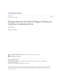 Delegata Potestas Non Potest Delegari A Maxim of American