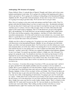 Anthropology 350: Structure of Language [Nancy