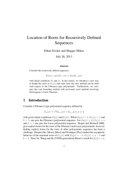 Location of Roots for Recursively Defined Sequences (Ethan Fricker
