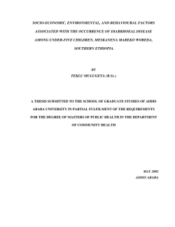 SOCIO-ECONOMIC, ENVIRONMENTAL, AND BEHAVIOURAL