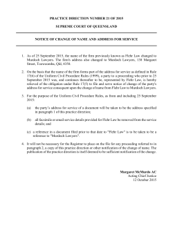 PRACTICE DIRECTION NUMBER 21 OF 2015 SUPREME COURT