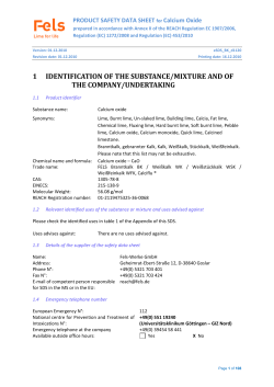 Safety data sheet Quick lime / Calcium oxide - Fels