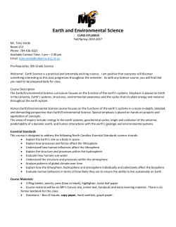 Course Syllabus - Cabarrus County Schools