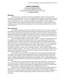 PARENT HANDBOOK Welcome The Curriculum