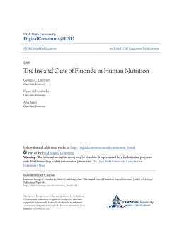 The Ins and Outs of Fluoride in Human Nutrition