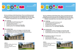 Men`s Wellbeing Workshop Further Information