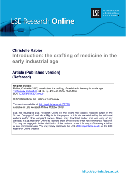 Introduction: the crafting of medicine in the early industrial age