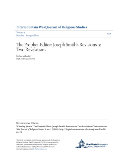 The Prophet-Editor: Joseph Smithâ•Žs Revisions to Two Revelations