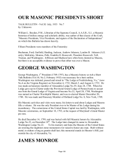OUR MASONIC PRESIDENTS SHORT GEORGE WASHINGTON