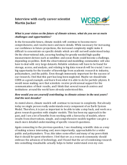 Interview with early career scientist Martin Jucker