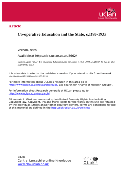 Article Co-operative Education and the State, c.1895-1935