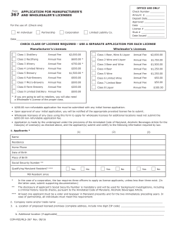 application for manufacturer`s and wholesaler`s licenses