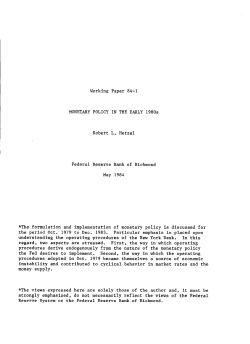 Monetary Policy in the Early 1980s