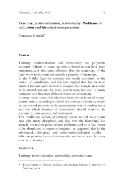 Territory, territorialisation, territoriality: Problems of definition and