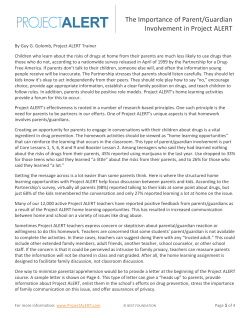 The Importance of Parent/Guardian Involvement in Project ALERT