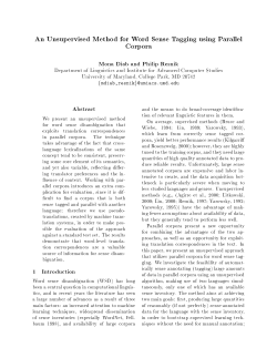 An Unsupervised Method for Word Sense