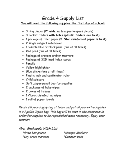 Grade 4 Supply List - Our Lady of the Angels School