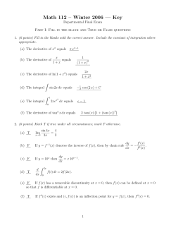 Math 112 &ndash; Winter 2006 &mdash; Key