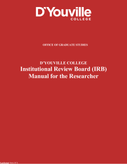 IRB Manual for the Researcher | D`Youville College