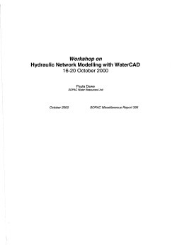 Workshop on hydraulic network modelling with waterCAD