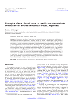 Ecological effects of small dams on benthic macroinvertebrate