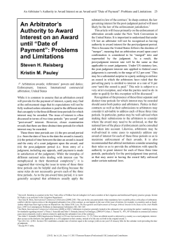 An Arbitrator`s Authority to Award Interest on an Award until &ldquo;Date of