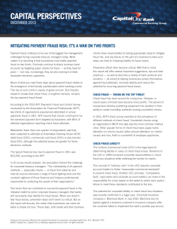 Mitigating Payment Fraud Risk: It`s a War on Two Fronts