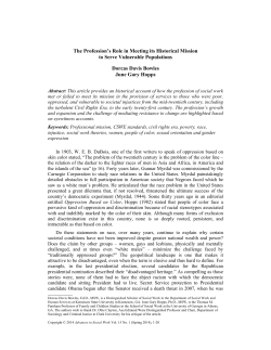 The Profession`s Role in Meeting its Historical Mission to Serve