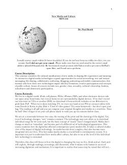 MCS 530 New Media and Culture - DePaul University College of